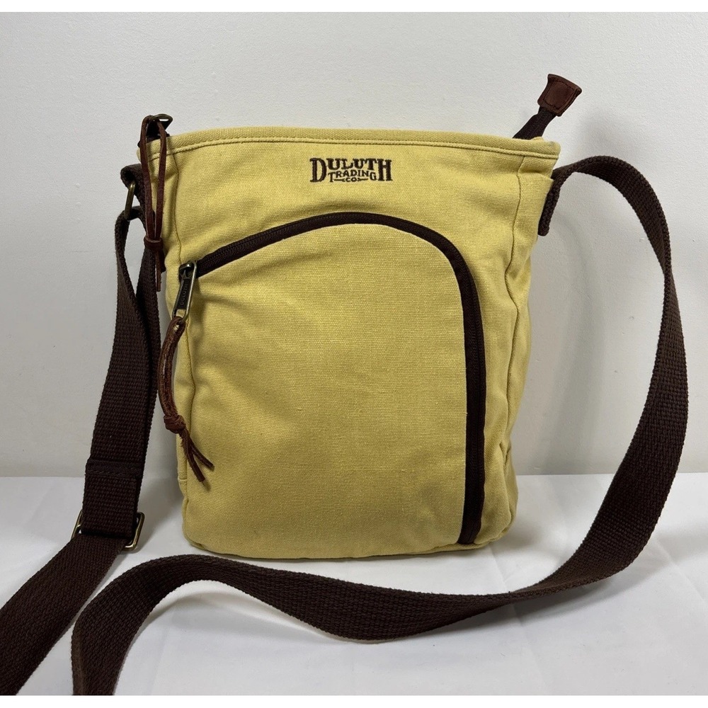 Duluth Trading Co. Yellow Canvas Crossbody Sling Bag 9x11x3 Tote Outdoors Casual